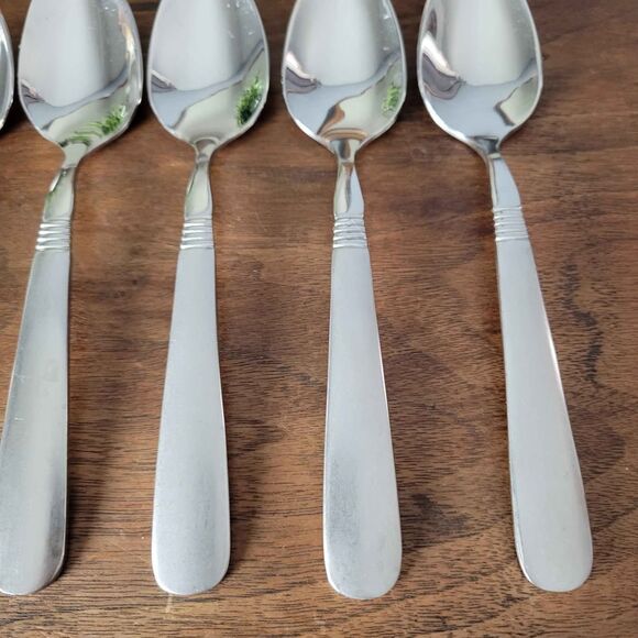 Lot of 7 Oneida 18/8 Stainless OHS345 Pattern Spoons Frosted Handle - Picture 4 of 9